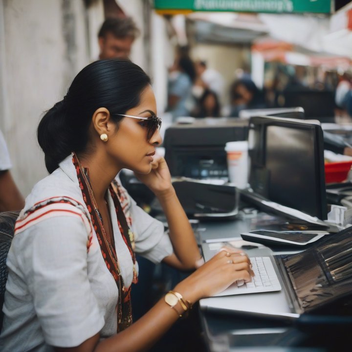Person typing on laptop with spam emails on screen.